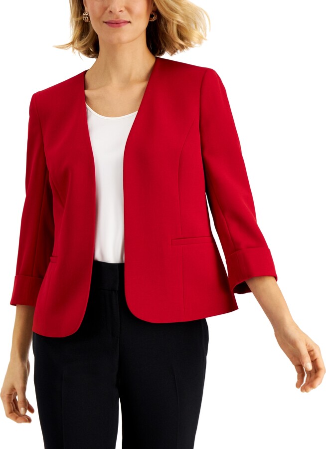 Kasper Collarless Cuffed Blazer ShopStyle