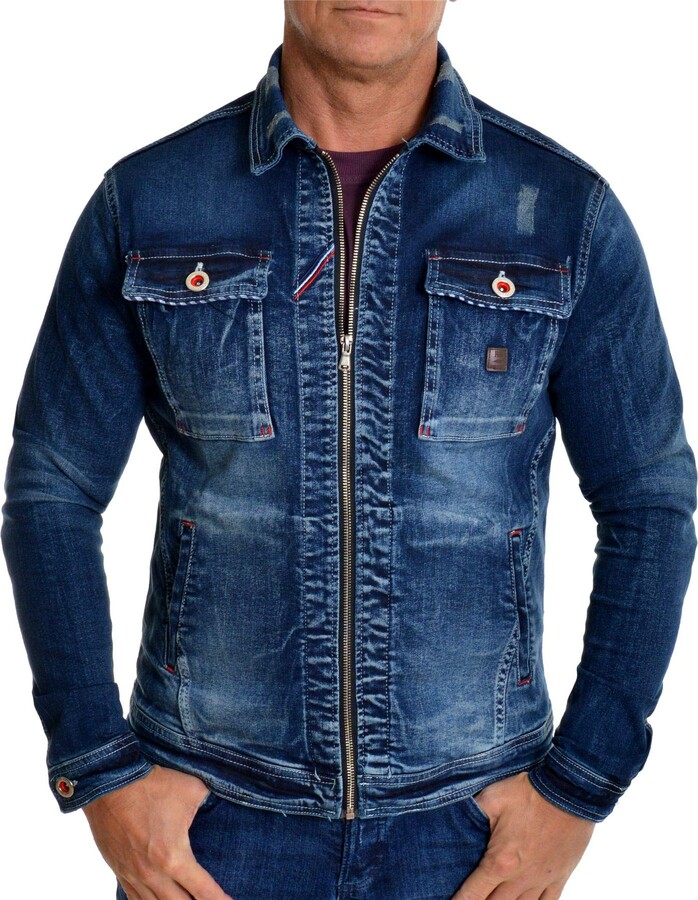 mens denim distressed jacket