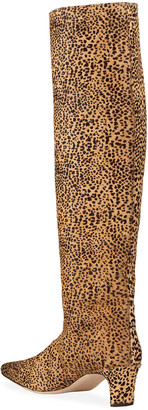 STAUD Wally Animal-Print Fur Knee Boots