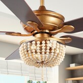 Thumbnail for your product : Jonathan Y Designs Erin 52" 3-Light Rustic Farmhouse Iron/Wood Bead Mobile-App/Remote-Controlled LED Ceiling Fan