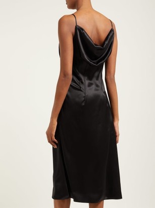 Versace Cowl-neck Silk-satin Slip Dress - Black