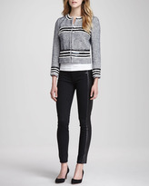 Thumbnail for your product : Tory Burch Harlow Leather-Trimmed Biker Jeans