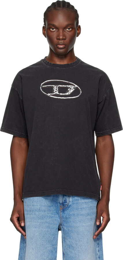 【DIESEL】T-Strapoval T-Shirt with Layered Front Black Diesel T-Strapoval Layered Front T-Shirt - ShopStyle