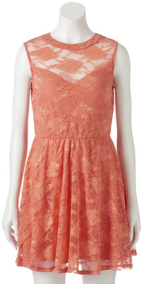 Lily Rose Juniors' Lily Rose Sweetheart Illusion Lace Dress