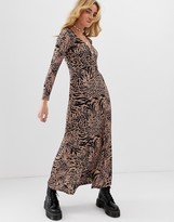Thumbnail for your product : ASOS DESIGN ruched front animal print maxi dress