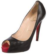 Thumbnail for your product : Christian Louboutin Leather Peep-Toe Pumps