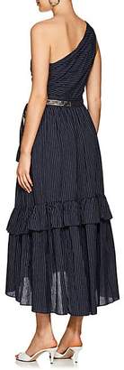 Ulla Johnson Women's Amber Striped Cotton One-Shoulder Dress - Navy