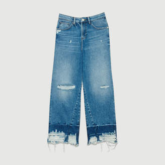 Maje Wide jeans with distressed detailing