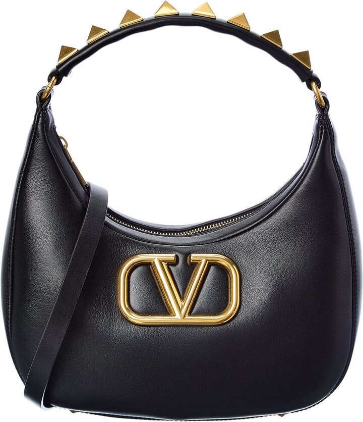 【VALENTINO】 STUD SIGN SMOOTH LEATHER HOBO BAG VALENTINO STUD SIGN HOBO BAG