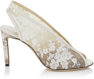 Jimmy Choo SHAR 85 Ivory Floral Lace Sandal Booties
