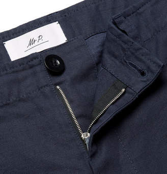 Mr P. - Slim-fit Tapered Cotton And Linen-blend Cargo Trousers - Navy