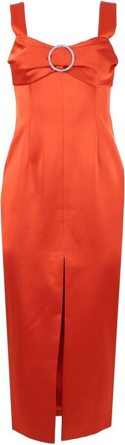 Rasario Buckled Draped Midi Dress