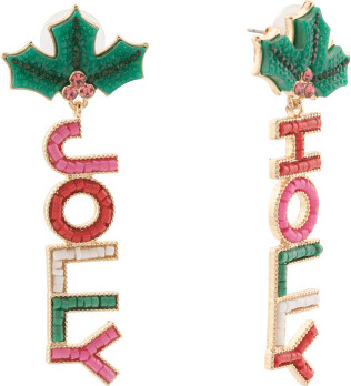 TJMAXX Holly Jolly Dangle Earrings, Gold