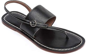 Bernardo Meg Leather Flat Sandals, Black