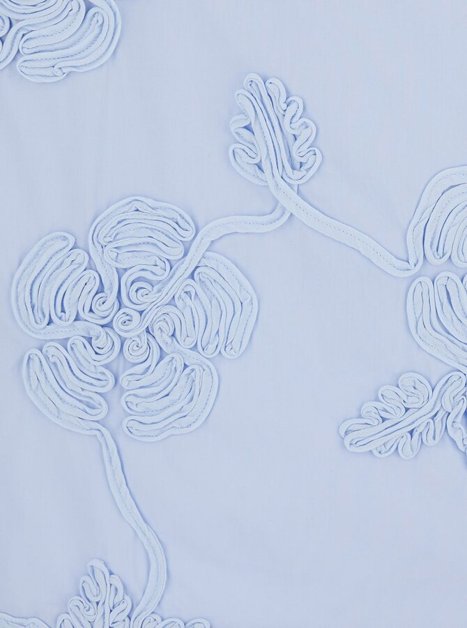 Rotate by Birger Christensen Light Blue Mini Skirt With Low Waist And All-Over Floral Motif In Cotton Woman