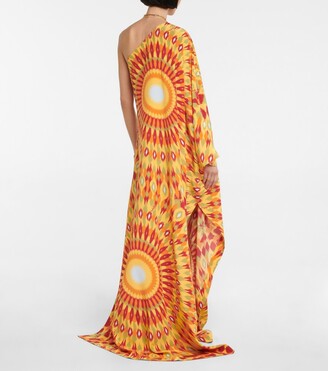 Valentino Printed silk one-shoulder gown