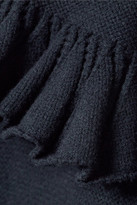 Thumbnail for your product : Opening Ceremony Ruffled Pointelle-trimmed Knitted Mini Dress - Navy