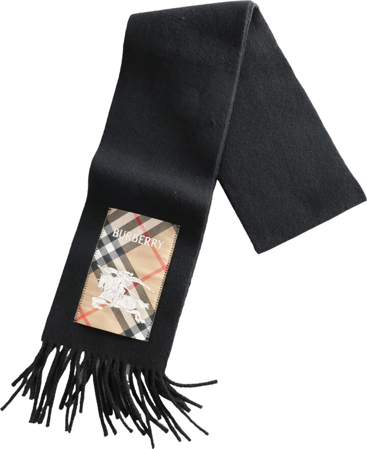 Burberry EKD-appliqué fringed scarf