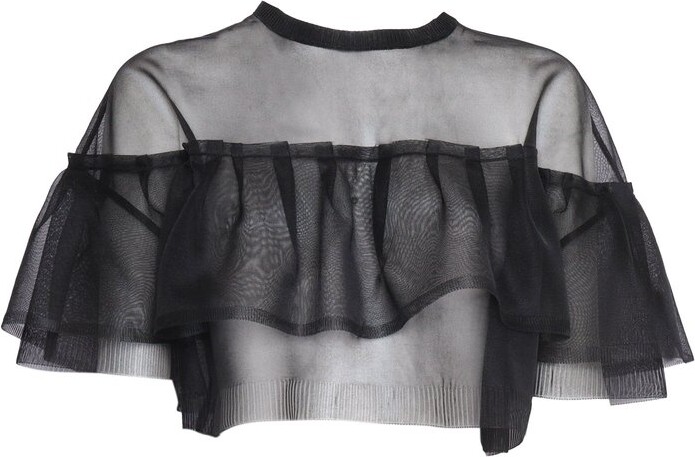 Philosophy di Lorenzo Serafini Semi Sheer Crepe Cropped Top