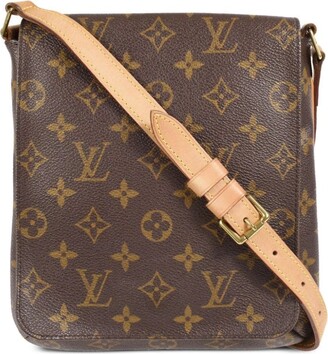 Louis Vuitton, Bags, Louis Vuitton Leather Bag Sd024 Brown And Gold  Monogram With Medium Tan Straps