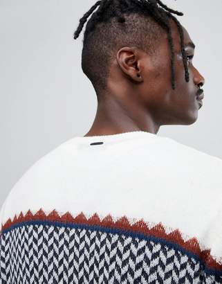 Antony Morato knitted sweater in cream with zigzag in alpaca Blend