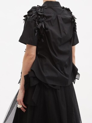 Noir Kei Ninomiya Bow-trim Cotton-poplin Shirt - Black