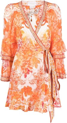 Camilla Dragon-Print Silk Wrap Dress
