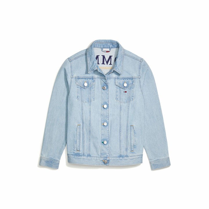 tommy hilfiger denim jacket womens with logo on the back
