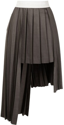 Peter Do Asymmetric Pleated Midi Skirt
