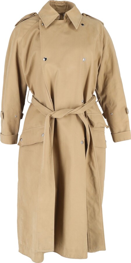 Acne Studios Belted Double-Breasted Coat in Brown Cotton