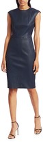 Thumbnail for your product : Akris Punto Stretch-Leather Cap-Sleeve Sheath Dress