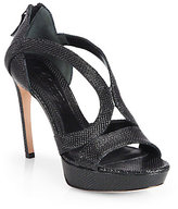 Thumbnail for your product : Alexander McQueen Armadillo-Embossed Leather Sandals