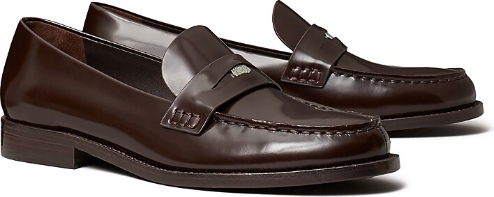 Tory Burch Women's Classic Brown Leather Penny Loafers