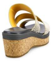 Thumbnail for your product : Cole Haan Allesa Grand Snake-Print Leather Cork Wedge Slides