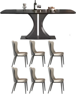 dinlin home Simple black rock slab rectangular table set