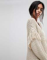 Thumbnail for your product : Moon River Oversized Fringed Cardigan