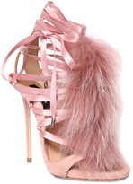 Thumbnail for your product : DSQUARED2 120mm Riri Suede Lace-up Sandals W/ Fur
