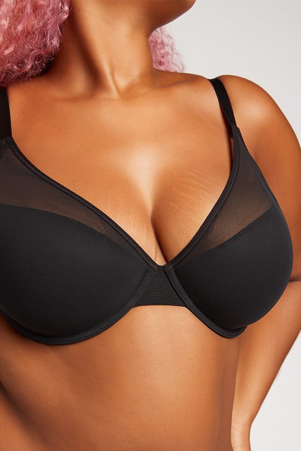 Negative Underwear Lined Sieve Demi Bra in Black ShopStyle