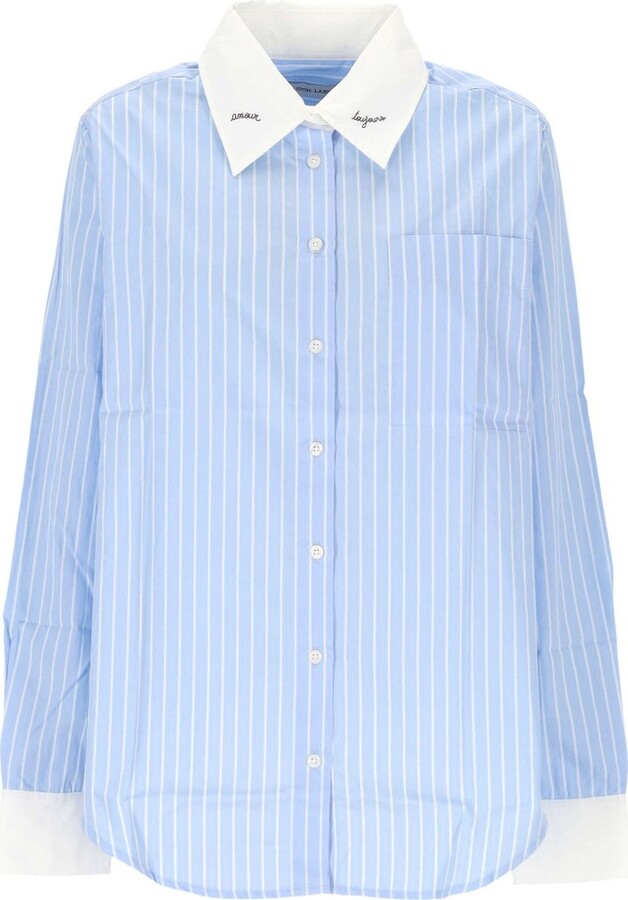Maison Labiche Striped Contrast Collar Shirt