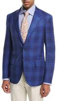 Thumbnail for your product : Isaia Sanita Plaid Super 140s Wool Two-Button Sport Coat, Blue