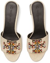Thumbnail for your product : Tory Burch Ines Embellished Mid-Heel Slide