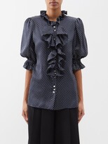 Thumbnail for your product : Alexandre Vauthier Ruffle-trim Polka-dot Silk Blouse