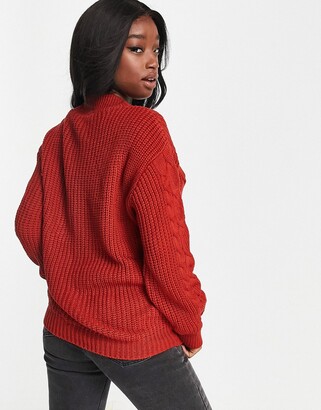 UNIQUE21 chunky cable knit jumper in rust - ShopStyle