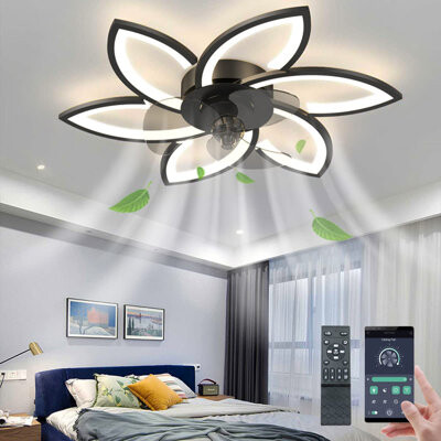 Daejia 6 - Blade LED Smart Flush Mount Ceiling Fan with Remote Control and Light Kit Included
