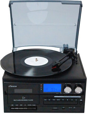 Victor Cosmopolitan 8-in-1 Turntable Music Center with Bluetooth Vinyl Record Player