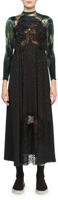 Stella McCartney JH Lynch Tina Long-Sleeve Velvet Top Attached Floral-Print & Lace Silk Cami Dress