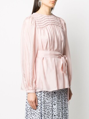 Tory Burch Belted Silk Blouse