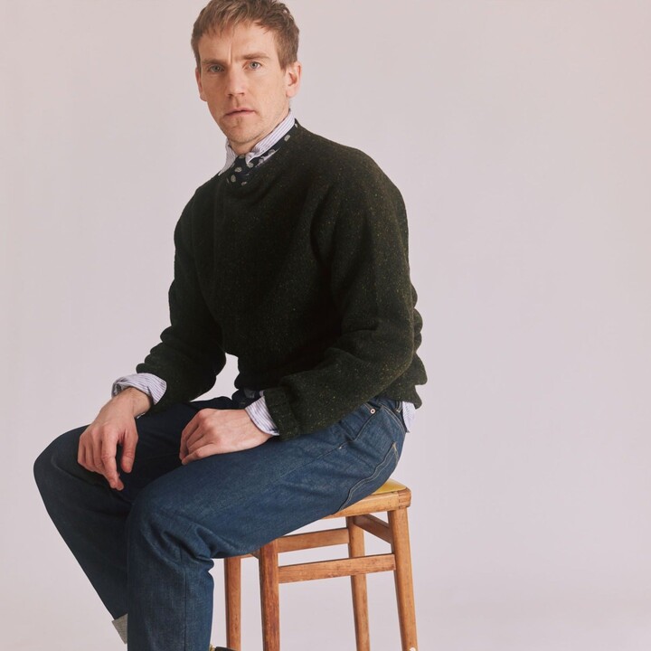 Harley of Scotland Mens Flecked Jumper Harris ShopStyle Crewneck Knitwear