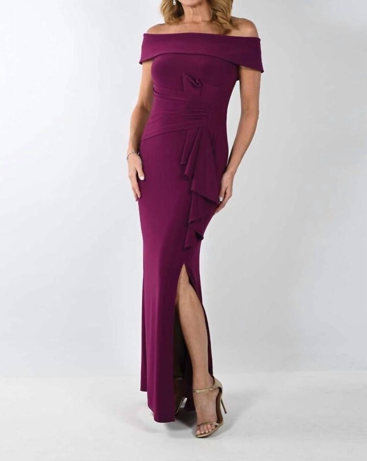 Frank Lyman Long Dress In Sangria