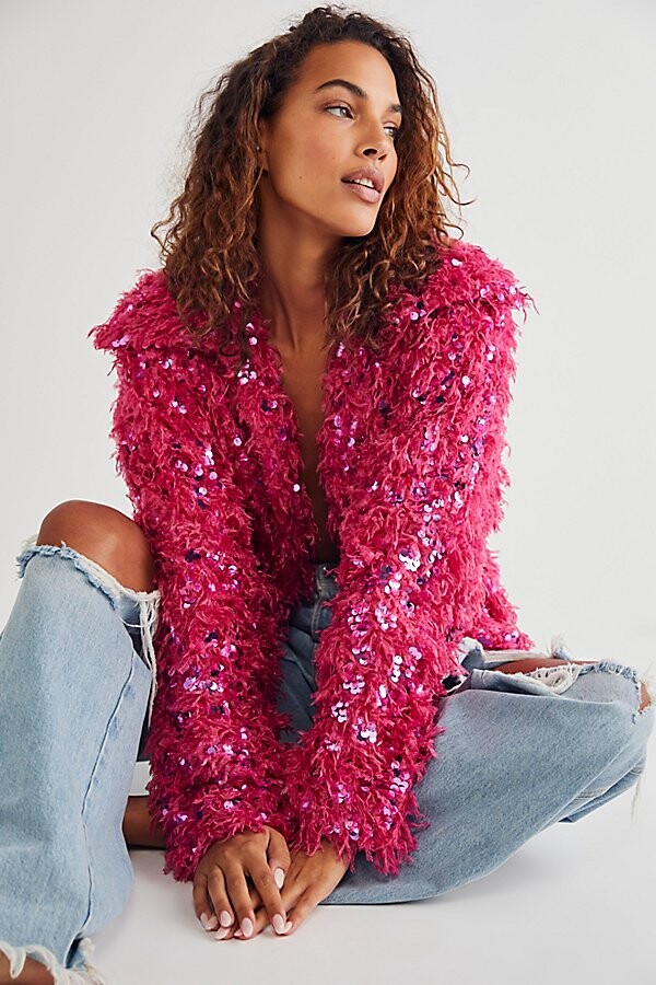 sequin pink jacket
